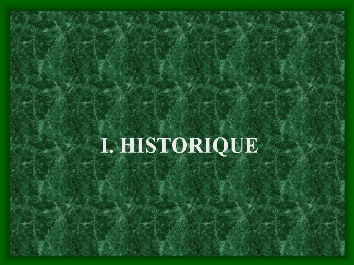 I. HISTORIQUE 