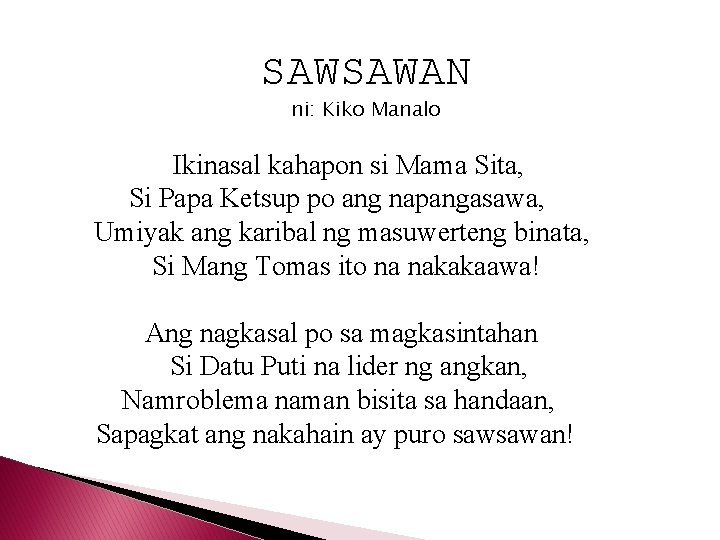 SAWSAWAN ni: Kiko Manalo Ikinasal kahapon si Mama Sita, Si Papa Ketsup po ang