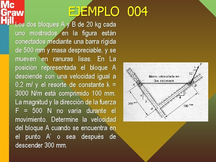 EJEMPLO 004 • Los dos bloques A y B de 20 kg cada uno