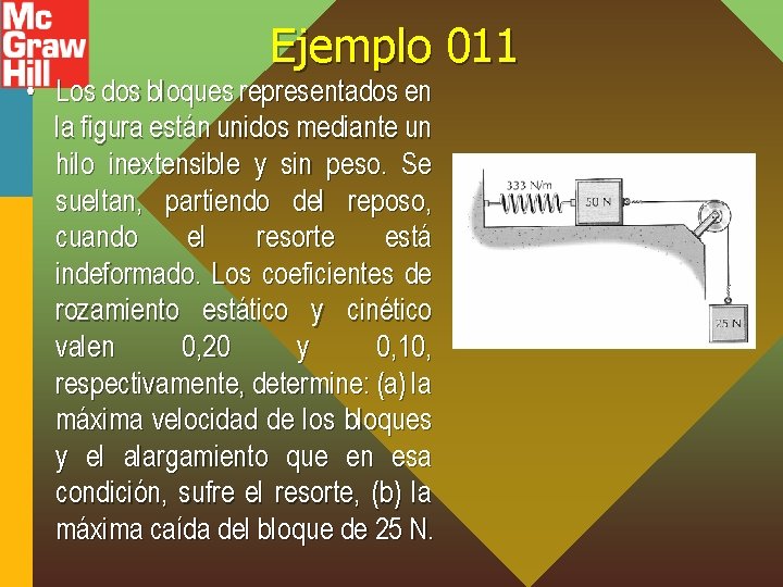Ejemplo 011 • Los dos bloques representados en la figura están unidos mediante un