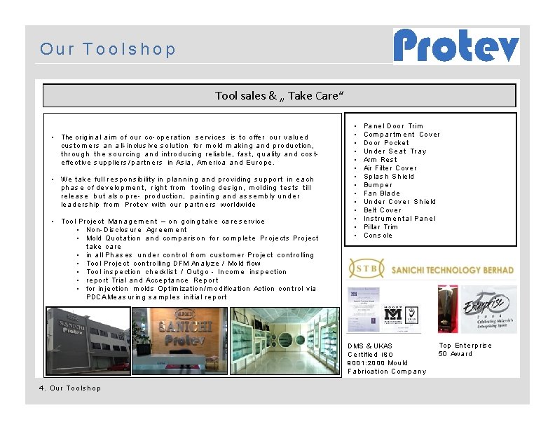 Ou r T o o l s h o p Tool sales & „