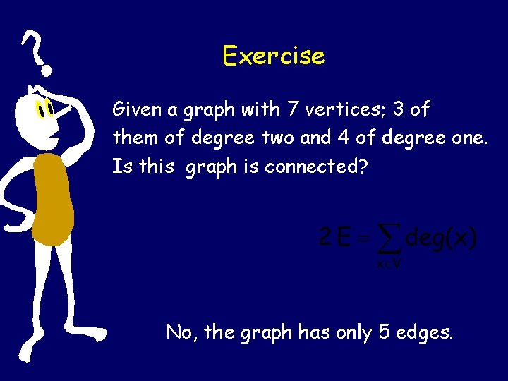 Exercise Given a graph with 7 vertices; 3 of them of degree two and