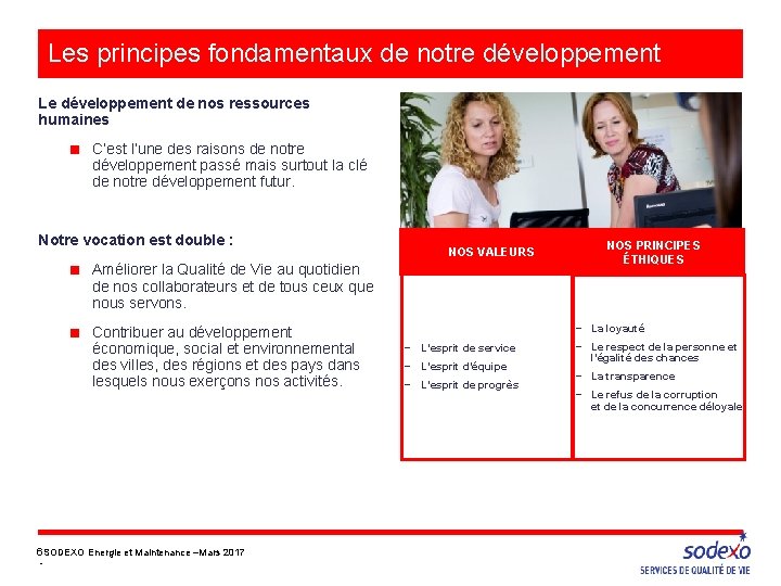 Les principes fondamentaux de notre développement Le développement de nos ressources humaines ■ C’est