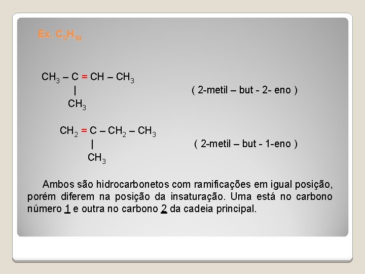 Ex. C 5 H 10 CH 3 – C = CH – CH 3