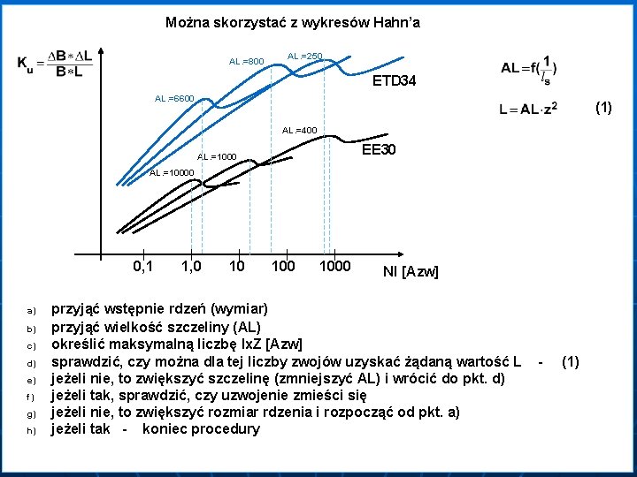 Można skorzystać z wykresów Hahn’a AL. =800 AL. =250 ETD 34 AL. =6600 (1)