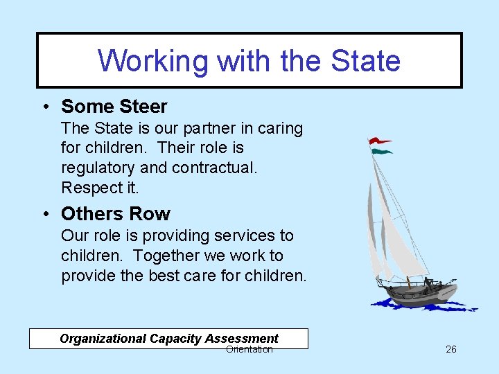Working with the State • Some Steer The State is our partner in caring