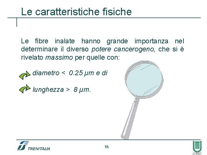 Le caratteristiche fisiche Le fibre inalate hanno grande importanza nel determinare il diverso potere