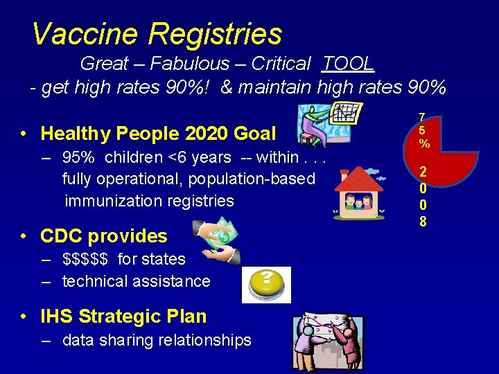 Vaccine Registries Great – Fabulous – Critical TOOL - get high rates 90%! &