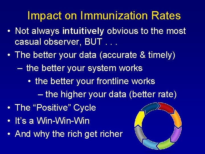 Impact on Immunization Rates • Not always intuitively obvious to the most casual observer,