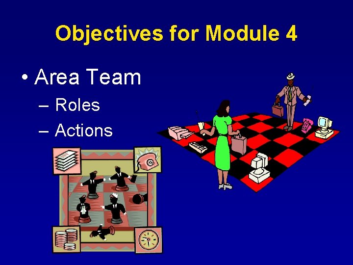 Objectives for Module 4 • Area Team – Roles – Actions 