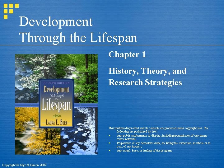 Development Through the Lifespan Chapter 1 History, Theory, and Research Strategies This multimedia product