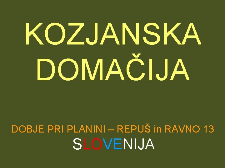 KOZJANSKA DOMAČIJA DOBJE PRI PLANINI – REPUŠ in RAVNO 13 SLOVENIJA 