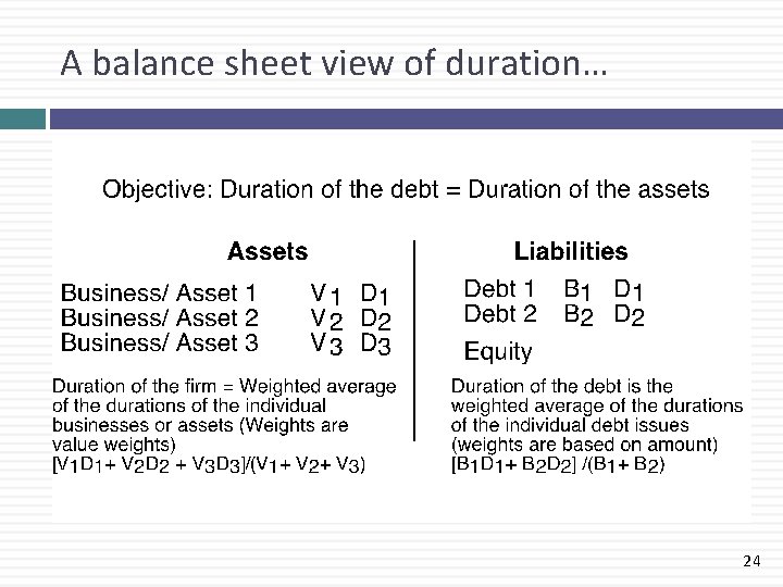 A balance sheet view of duration… 24 