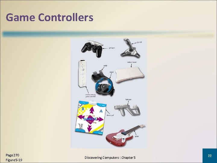 Game Controllers Page 270 Figure 5 -19 Discovering Computers : Chapter 5 22 