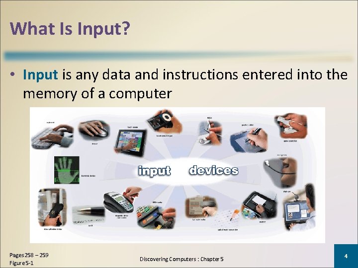 What Is Input? • Input is any data and instructions entered into the memory