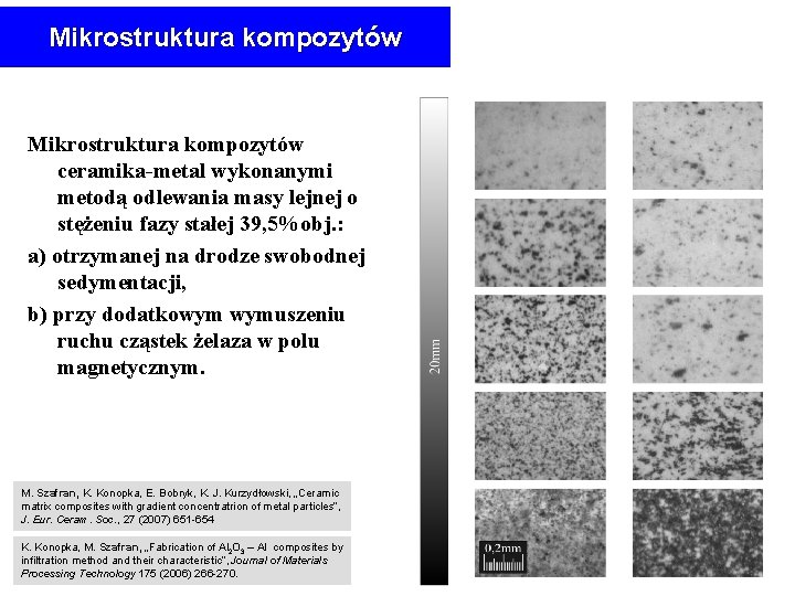 Mikrostruktura kompozytów a Mikrostruktura kompozytów ceramika-metal wykonanymi metodą odlewania masy lejnej o stężeniu fazy