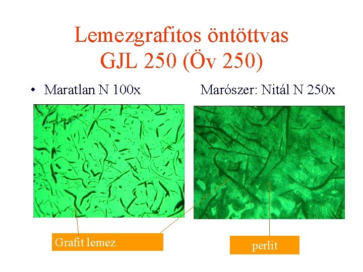 Lemezgrafitos öntöttvas GJL 250 (Öv 250) • Maratlan N 100 x Marószer: Nitál N