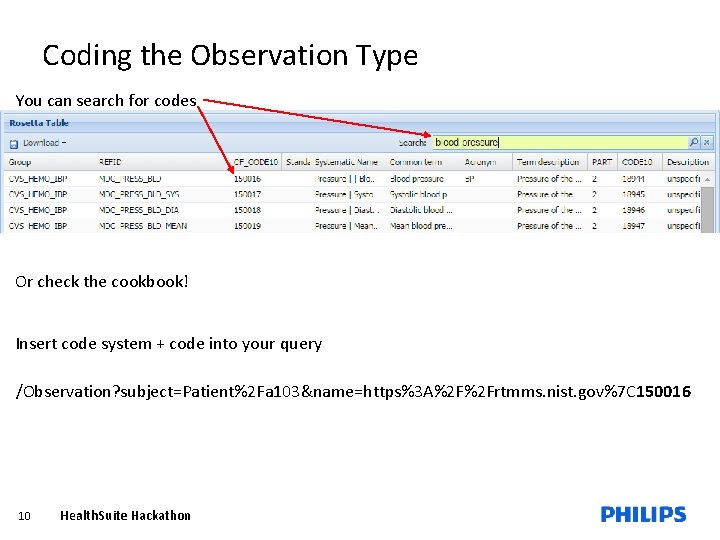 Coding the Observation Type You can search for codes Or check the cookbook! Insert