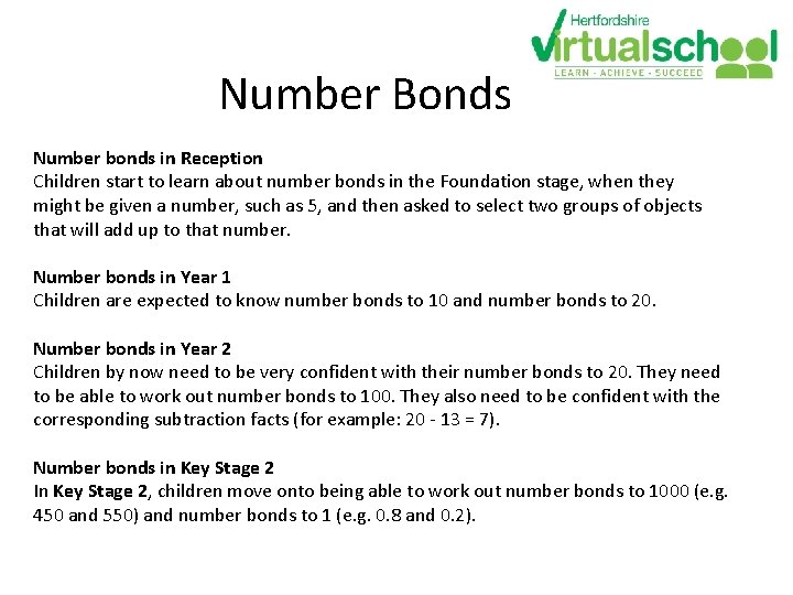 Number Bonds Number bonds in Reception Children start to learn about number bonds in Number Bonds Number bonds in Reception Children start to learn about number bonds in