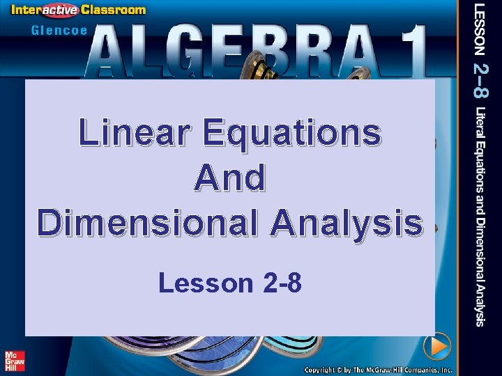 Linear Equations And Dimensional Analysis Lesson 2 -8 