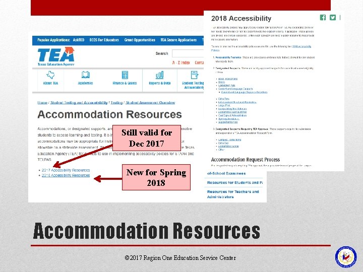 Still valid for Dec 2017 New for Spring 2018 Accommodation Resources © 2017 Region