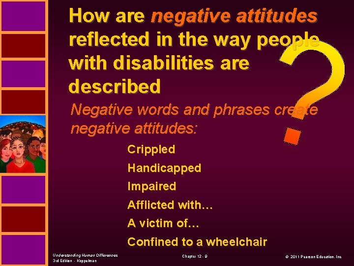 How are negative attitudes reflected in the way people with disabilities are described Negative