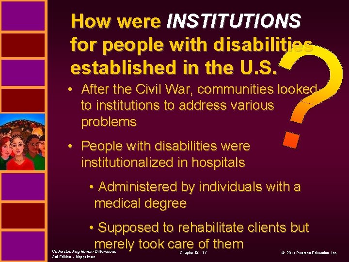 How were INSTITUTIONS for people with disabilities established in the U. S. • After