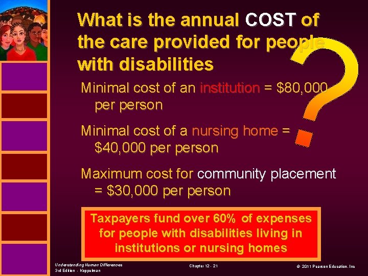 What is the annual COST of the care provided for people with disabilities Minimal