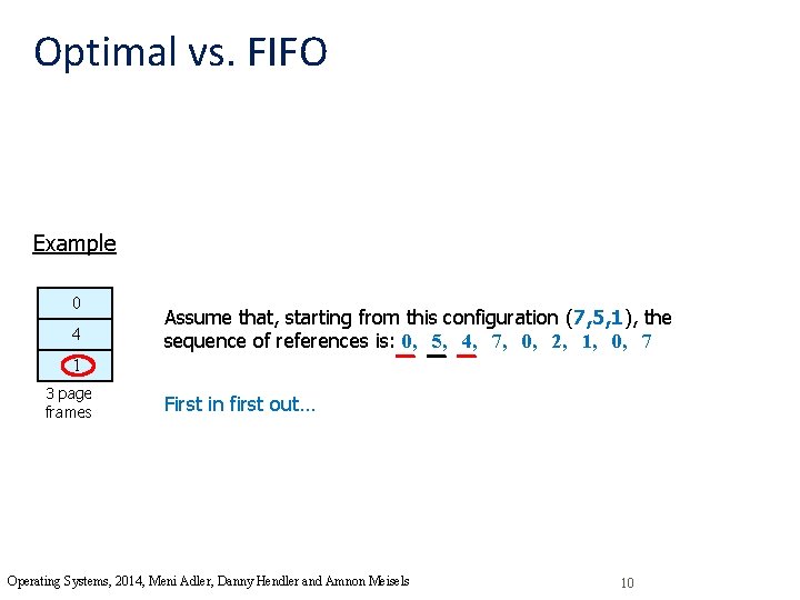 Optimal vs. FIFO Example 0 4 Assume that, starting from this configuration (7, 5,