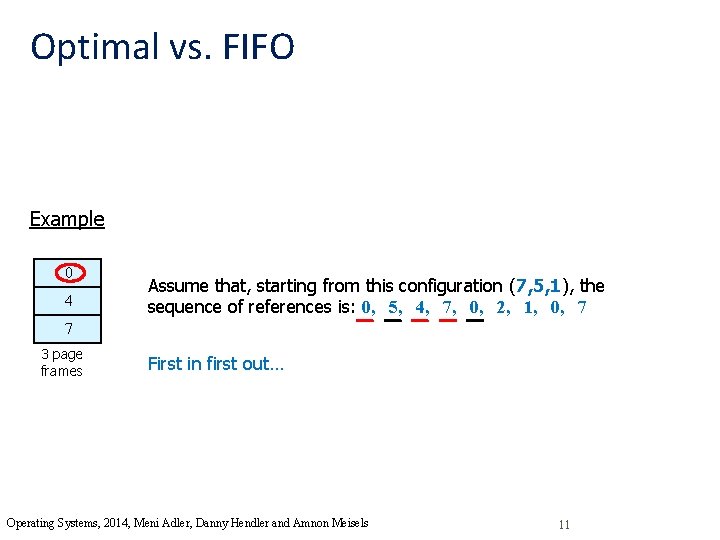 Optimal vs. FIFO Example 0 4 Assume that, starting from this configuration (7, 5,