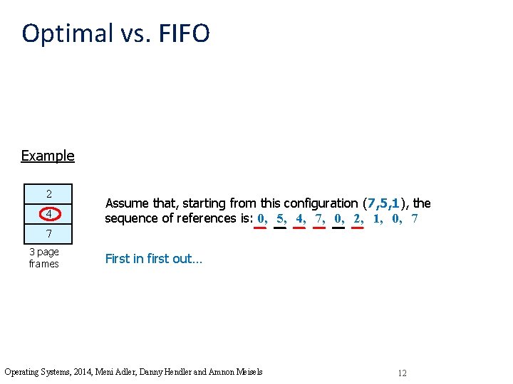 Optimal vs. FIFO Example 2 4 Assume that, starting from this configuration (7, 5,
