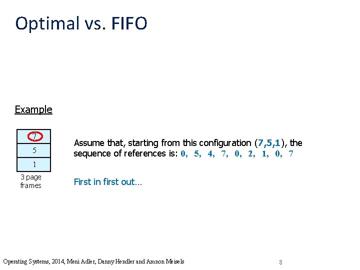 Optimal vs. FIFO Example 7 5 Assume that, starting from this configuration (7, 5,