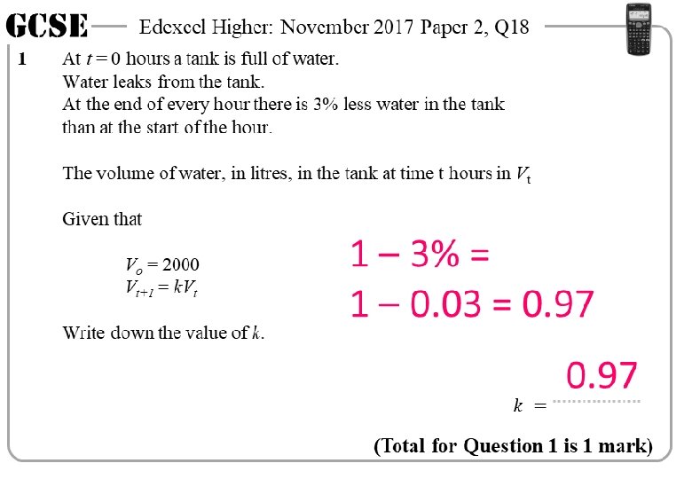 GCSE 1 Edexcel Higher: November 2017 Paper 2, Q 18 At t = 0