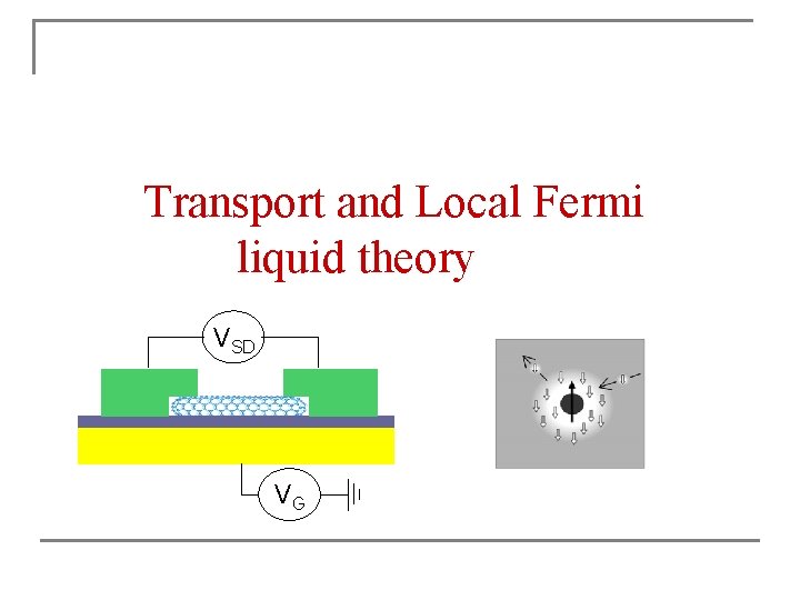 Transport and Local Fermi liquid theory VSD VG Transport and Local Fermi liquid theory VSD VG