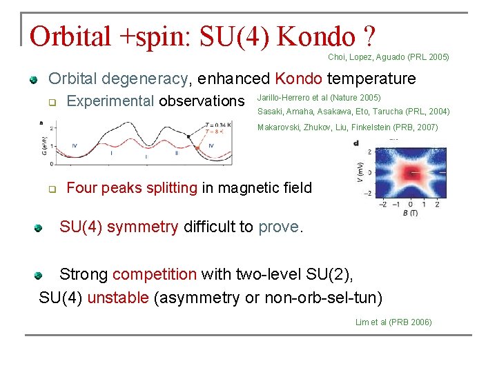 Orbital +spin: SU(4) Kondo ? Choi, Lopez, Aguado (PRL 2005) Orbital degeneracy, enhanced Kondo Orbital +spin: SU(4) Kondo ? Choi, Lopez, Aguado (PRL 2005) Orbital degeneracy, enhanced Kondo