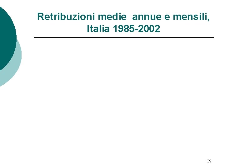 Retribuzioni medie annue e mensili, Italia 1985 -2002 39 