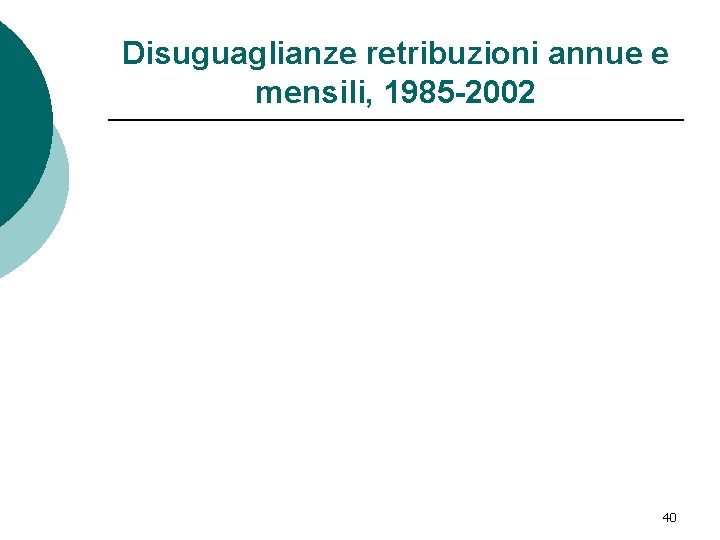 Disuguaglianze retribuzioni annue e mensili, 1985 -2002 40 