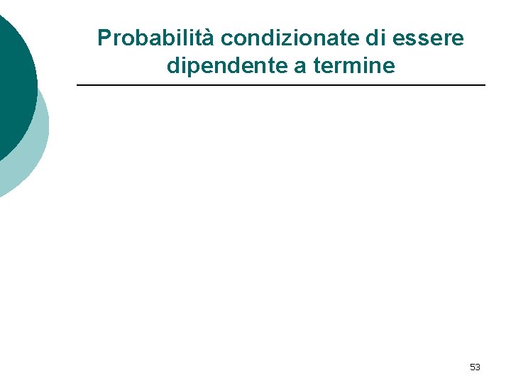 Probabilità condizionate di essere dipendente a termine 53 