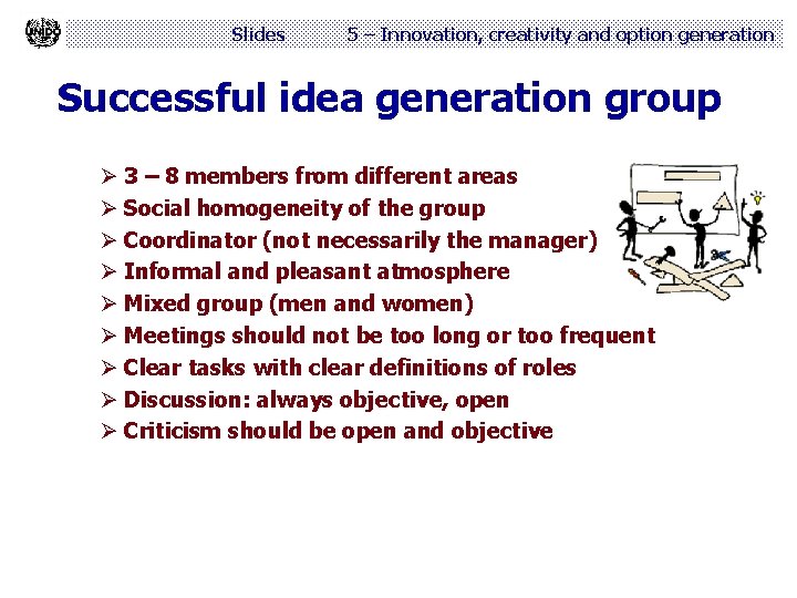 Slides 5 – Innovation, creativity and option generation Successful idea generation group Ø 3