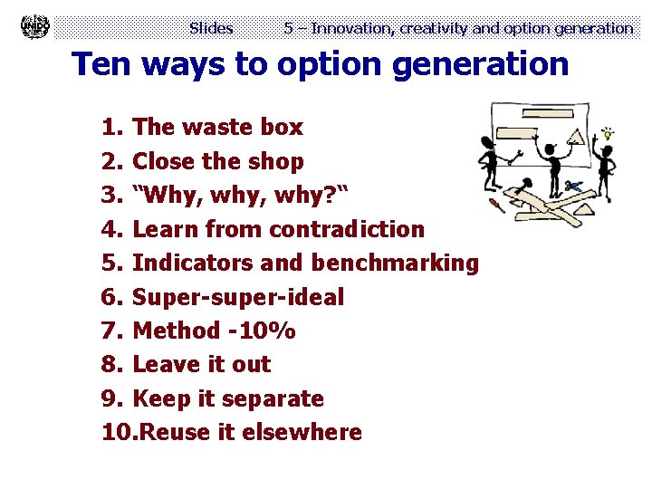 Slides 5 – Innovation, creativity and option generation Ten ways to option generation 1.