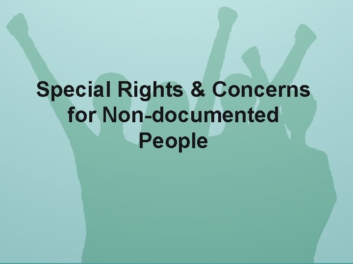 Special Rights & Concerns for Non-documented People 