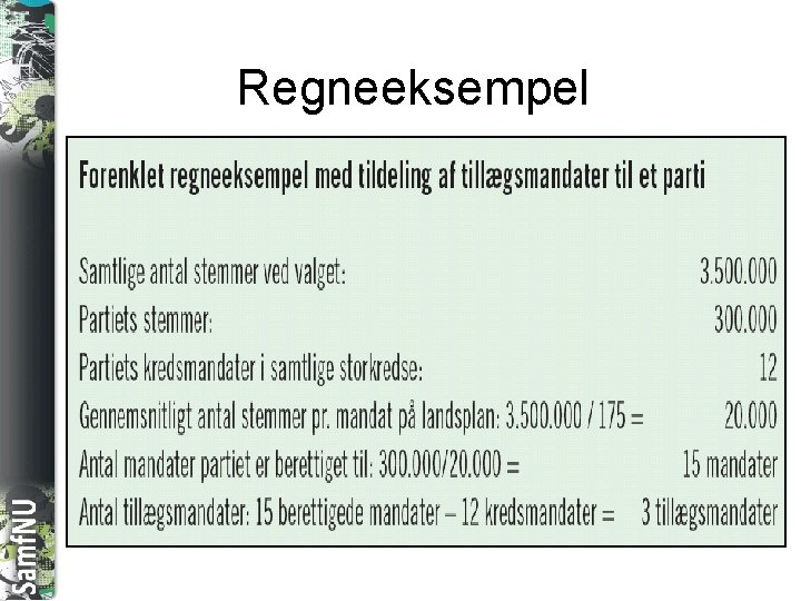 SAMFNU Regneeksempel 