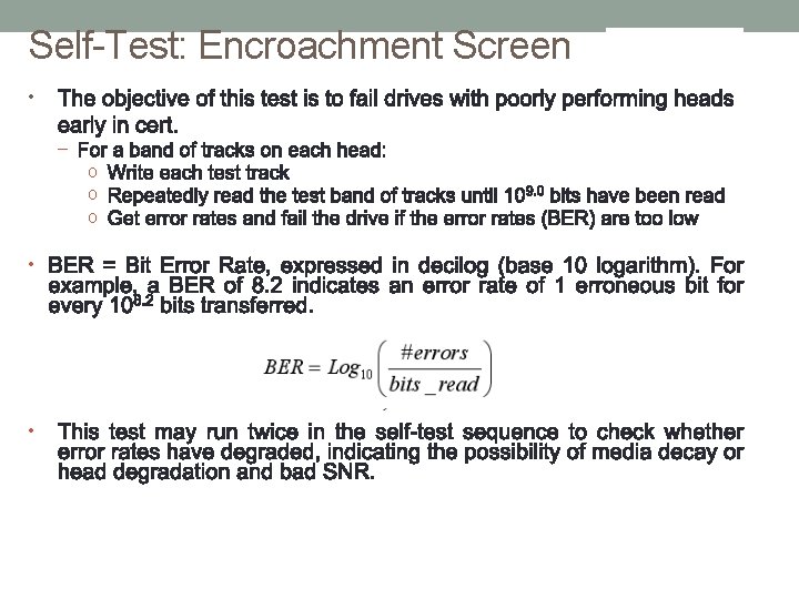 Self-Test: Encroachment Screen • – o o o • • 