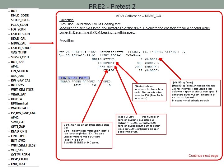 PRE 2 - Pretest 2 MDW Calibration – MDW_CAL Objective Flex Bias Calibration /