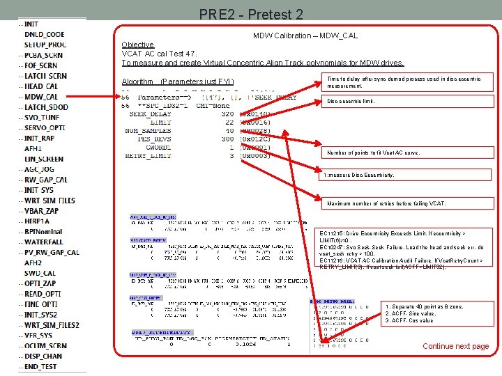 PRE 2 - Pretest 2 MDW Calibration – MDW_CAL Objective VCAT AC cal Test