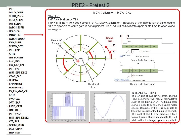 PRE 2 - Pretest 2 MDW Calibration – MDW_CAL Objective TMFF calibration by T