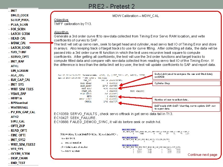 PRE 2 - Pretest 2 MDW Calibration – MDW_CAL Objective TMFF calibration by T