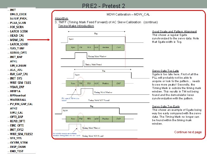 PRE 2 - Pretest 2 MDW Calibration – MDW_CAL Algorithm 3. TMFF (Timing Mark