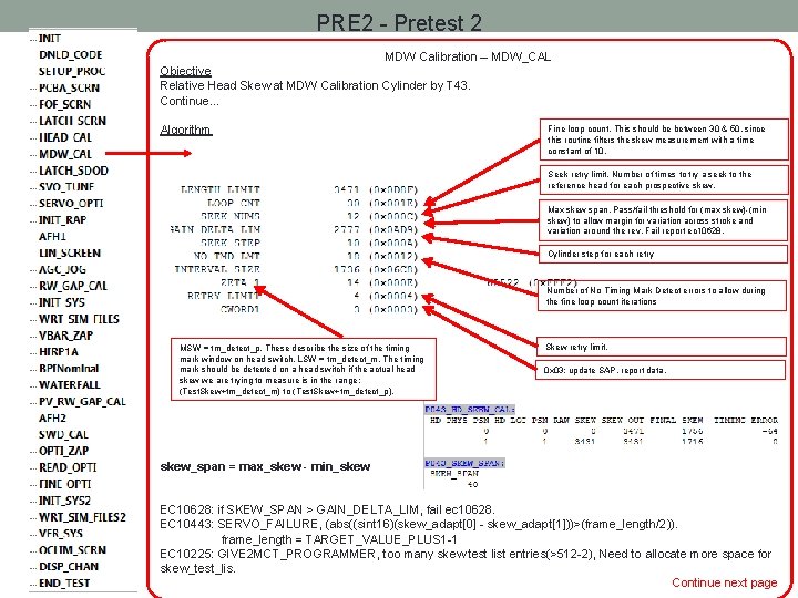 PRE 2 - Pretest 2 MDW Calibration – MDW_CAL Objective Relative Head Skew at