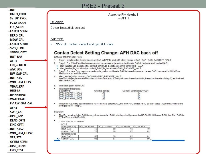 PRE 2 - Pretest 2 Adaptive Fly Height 1 – AFH 1 Objective Detect